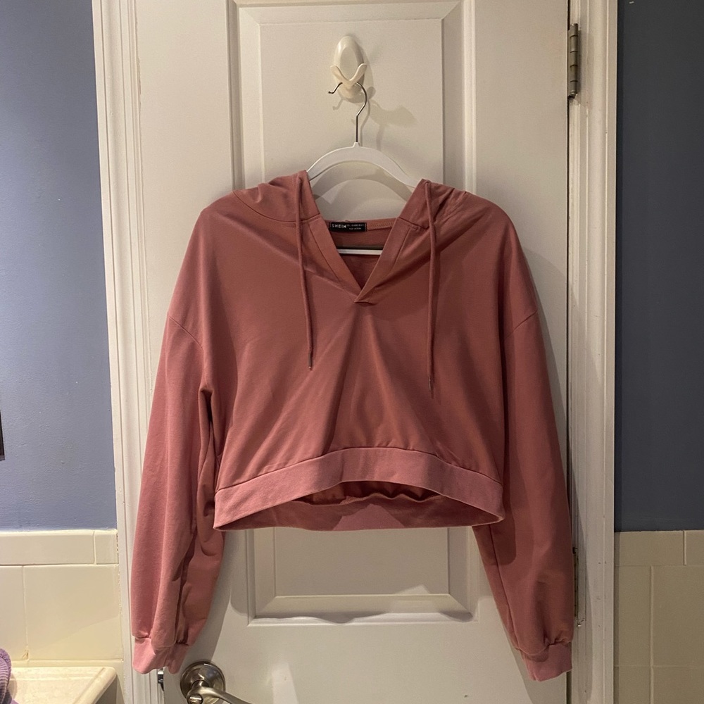 Shein Blush Cropped Hoodie